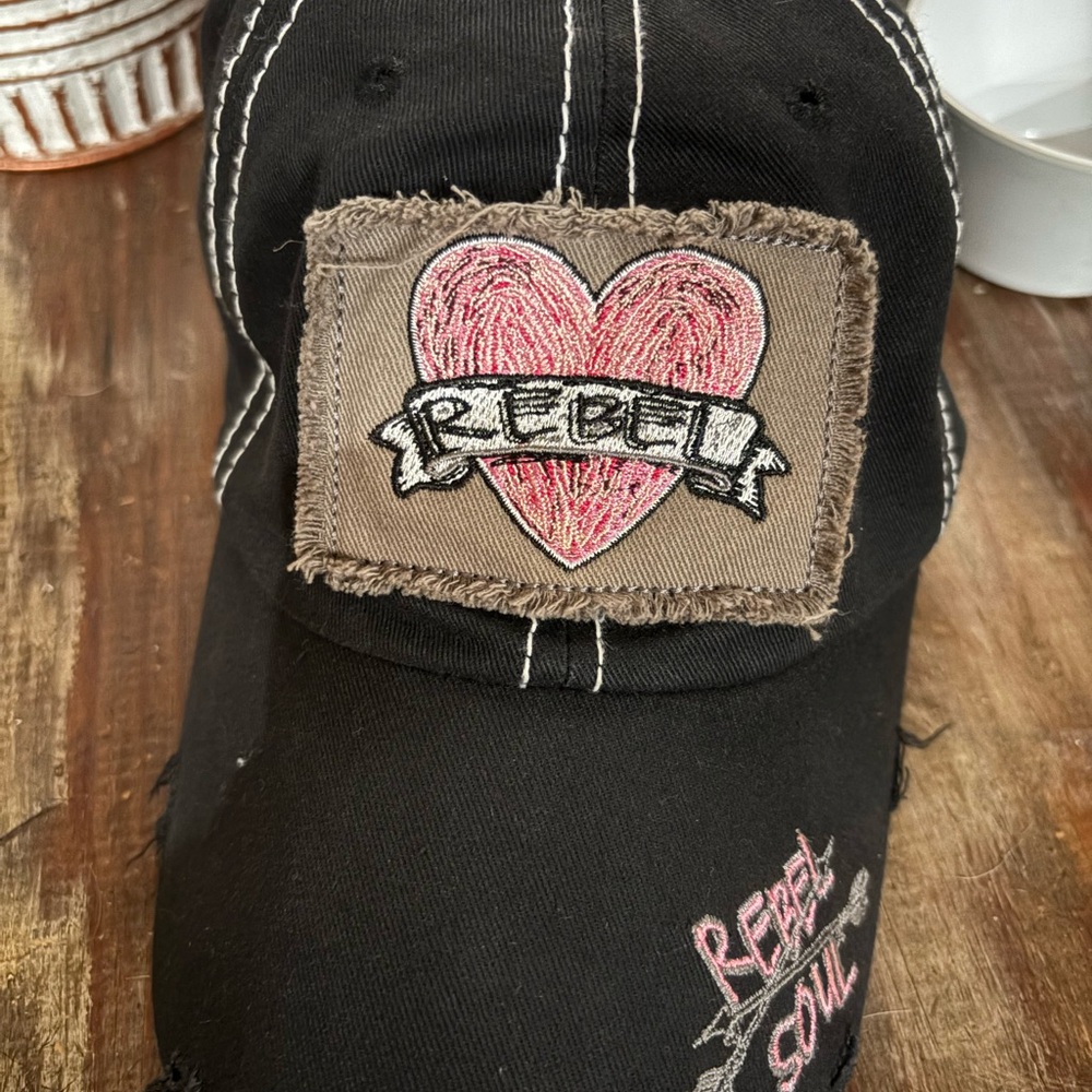 Black Cap with Heart Patch